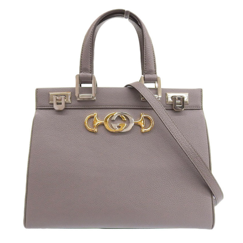 Gucci Zumi Bag Tote Shoulder Leather Gray